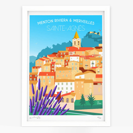 Affiche d'art signée à la main par Eric Garence "Sainte-Agnès"