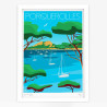 Affiche d'art signée à la main par Eric Garence "Porquerolles, Plage Notre-Dame"