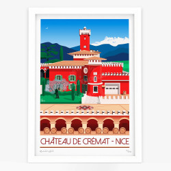 Affiche d'art signée à la main par Eric Garence "Nice, le château de crémat"