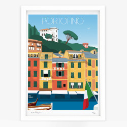 Affiche d'art signée à la main par Eric Garence "Portofino"