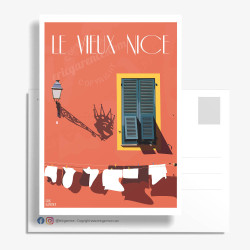 Carte Postale "Le Vieux Nice et le Roi du Carnaval" by Eric Garence, artiste illustrateur français