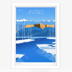 Affiche d'art signée à la main par Eric Garence "Antibes, Le fort Vauban"