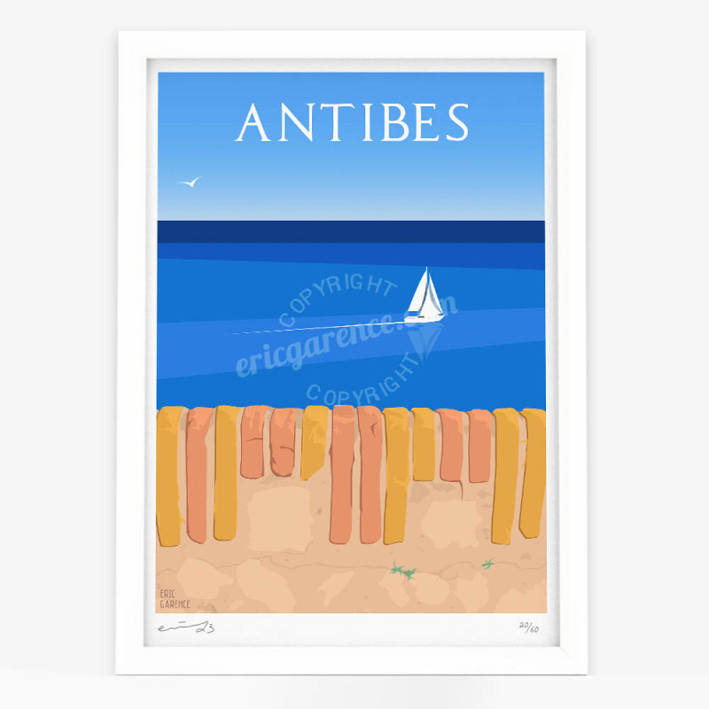Affiche d'art signée à la main par Eric Garence "Antibes, Les remparts" Affiche d'art signée à la main par Eric Garence "Antibes, Les remparts"