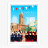 Affiche d'art signée à la main par Eric Garence "Fréjus, La Bravade devant la cathédrale Sainte-Léonce"