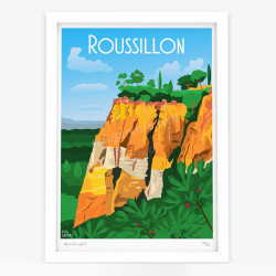 Affiche d'art signée à la main par Eric Garence "Roussillon, Le sentier des ocres"