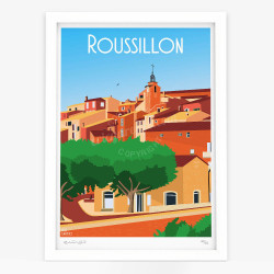 Affiche d'art signée à la main par Eric Garence "Roussillon, Le village"