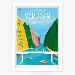 Affiche d'art signée à la main par Eric Garence "Lacs et Gorges du Verdon"