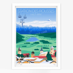 Affiche d'art signée à la main par Eric Garence "Les Rousses, Haut-Jura"