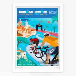 Affiche d'art signée à la main par Eric Garence "Iron Man de Nice 2023"