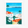 Affiche d'art signée à la main par Eric Garence "Cannes, La Californie"