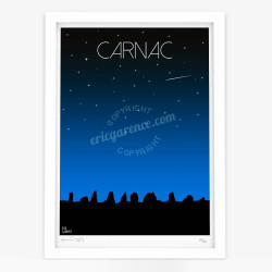Affiche d'art signée à la main par Eric Garence "Bretagne, Carnac by night"