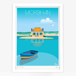 Affiche d'art signée à la main par Eric Garence "Bretagne, Morbihan"