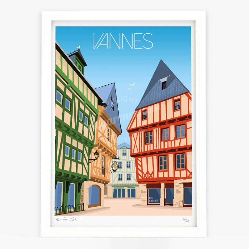 Affiche d'art signée à la main par Eric Garence "Bretagne, Vannes" Affiche d'art signée à la main par Eric Garence "Bretagne, Vannes"