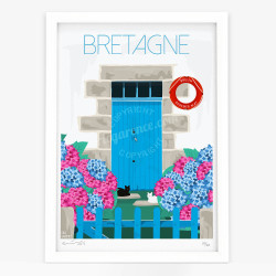 Affiche d'art signée à la main par Eric Garence "Bretagne, Degemer Mat"
