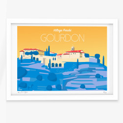 Affiche d'art signée à la main par Eric Garence "Gourdon"