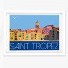 Affiche d'art signée à la main par Eric Garence "Saint-Tropez, La Ponche et BB"