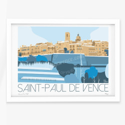 Affiche d'art signée à la main par Eric Garence "Saint-Paul-de-Vence en Hiver"