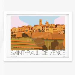 Affiche d'art signée à la main par Eric Garence "Saint-Paul-de-Vence en automne"