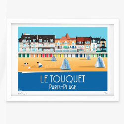 Affiche d'art signée à la main par Eric Garence "Le Touquet-Paris-Plage, La plage"