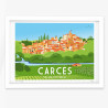 Affiche d'art signée à la main par Eric Garence "Carcès, Les 7 Merveilles de Carcès"