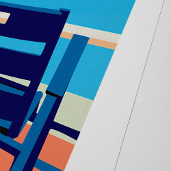 Affiche d'art signée à la main par Eric Garence ''Nice, Nos 2 Chaises Bleues''