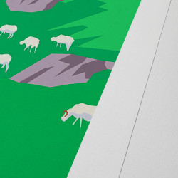 Affiche d'art signée à la main par Eric Garence ''Le Mercantour, le loup et l'agneau''