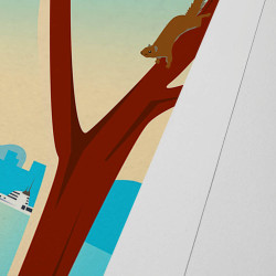 Affiche d'art signée à la main par Eric Garence "Juan-Les-Pins"
