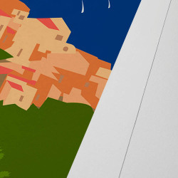 Affiche d'art signée à la main par Eric Garence "Le Haut de Cagnes"