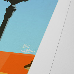 Affiche d'art signée à la main par Eric Garence "Nice, Le Palais de Justice"